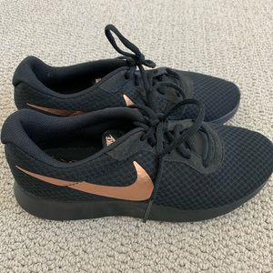 Black Nike’s with Rose gold Nike logo